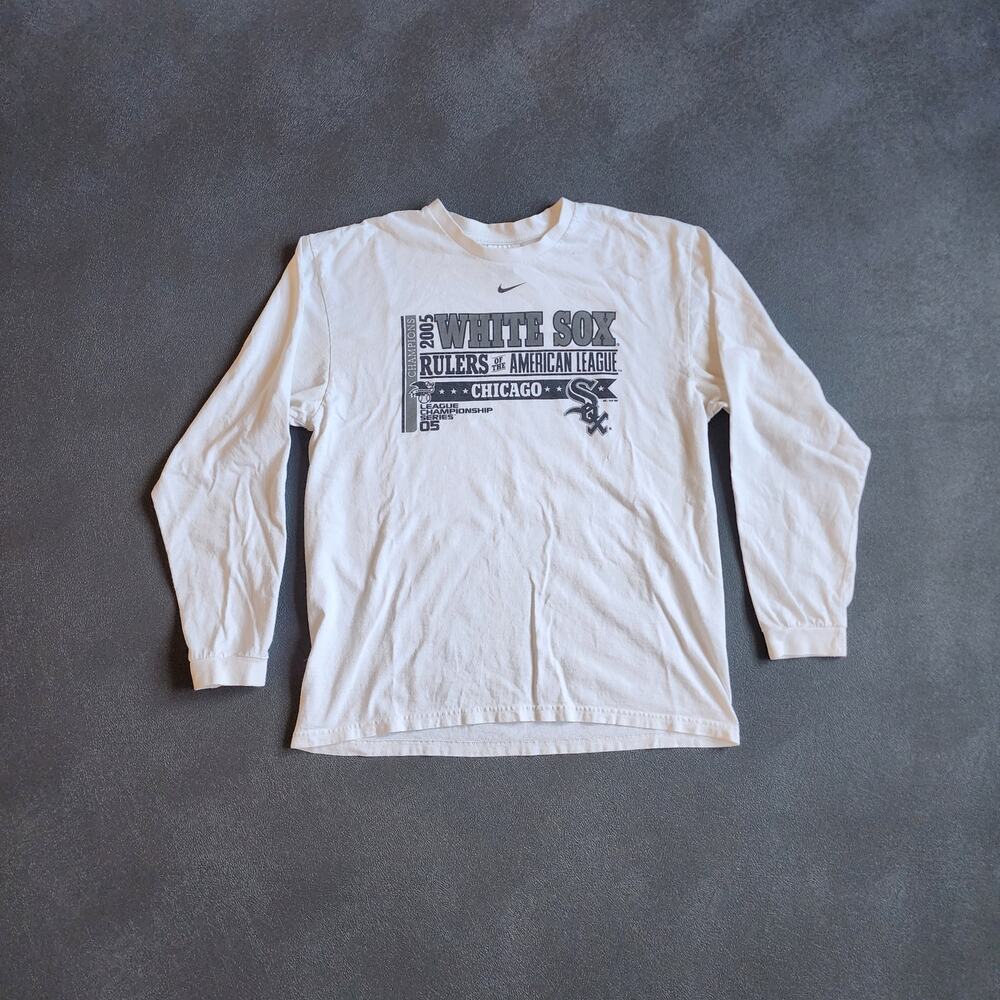 Vintage Chicago White Sox Nike Center Swoosh White Long Sleeve Medium